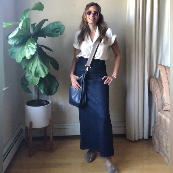 Dark blue denim maxi skirt S